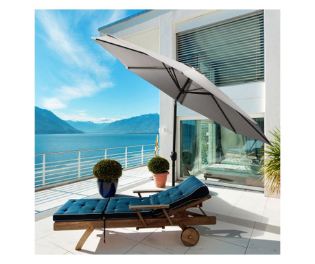 Outsunny Umbrela de Soare pentru Plaja sau Gradina Impermeabila din Otel Gri Φ3x2.45m Outsunny