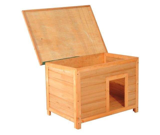 Pawhut Cusca Pentru Caini Impermeabila Pentru Extern Din Lemn De Brad, 85x58x58cm
