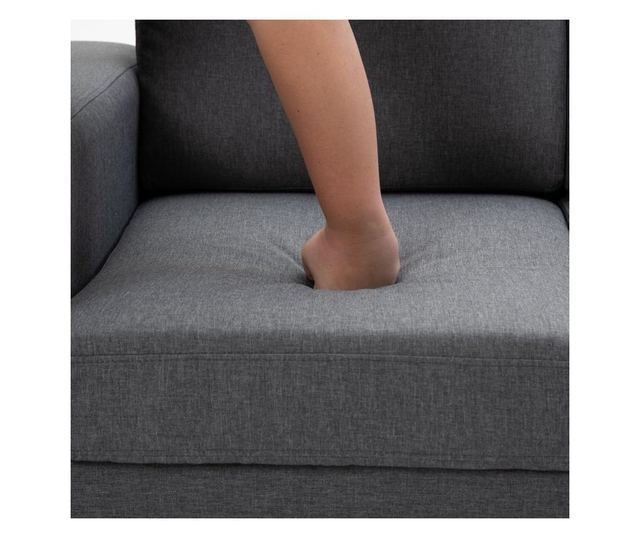 Homcom Canapea In 3 Locuri Cu Perne In Tesatura De Lin Gri Inchis, 200x82x78cm