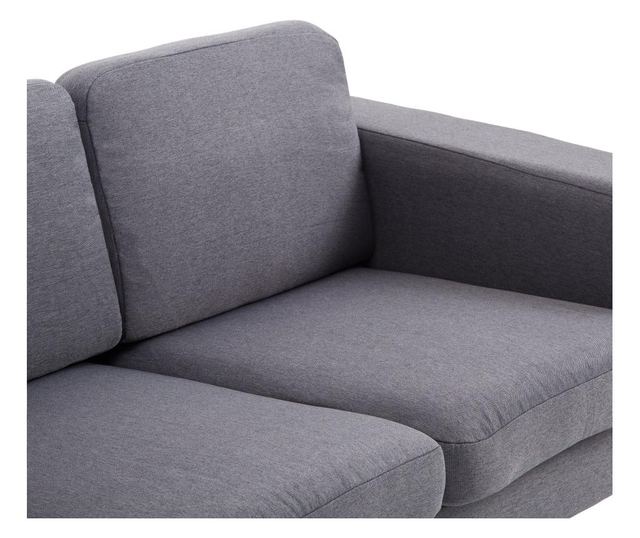 Homcom Canapea In 3 Locuri Cu Perne In Tesatura De Lin Gri Inchis, 200x82x78cm