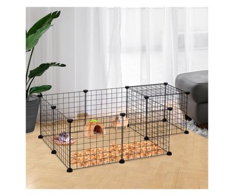 PawHut Tarc Modular pentru Animale Negru 12 Module 35x35cm