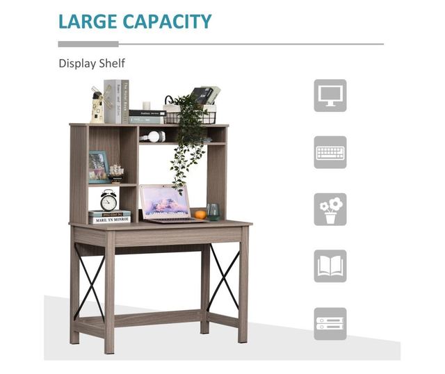 HOMCOM Wooden Desk with Bookshelf for Room