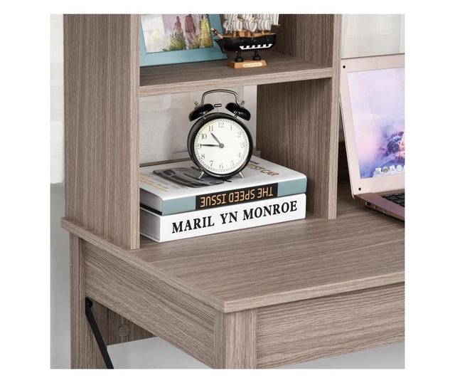 HOMCOM Wooden Desk with Bookshelf for Room
