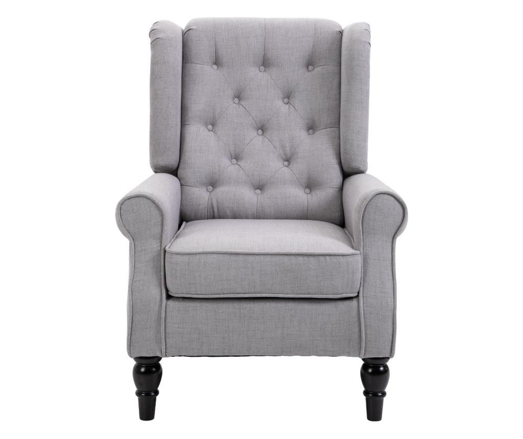 Homcom Fotoliu Chesterfield In Tesatura Detasabila Cu Sezuta Ampla Gri 76 X 86 108 Cm - 4