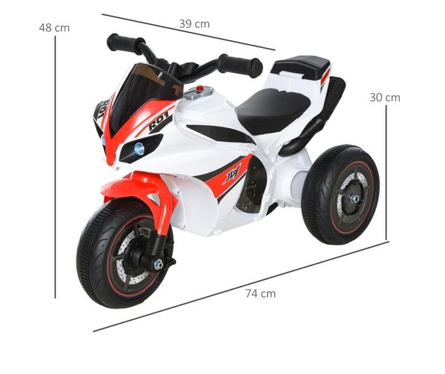 HOMCOM Motocicleta cu trei roti pentru copii 18-36 luni, muzica, far, fara pedale HOMCOM