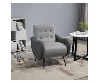 HOMCOM Fotoliu Modern pentru Dormitor Sufragerie Tesatura Gri 72x81x86cm HOMCOM