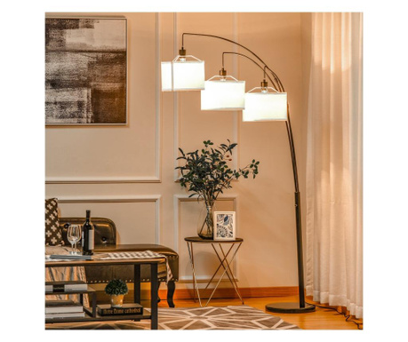 HOMCOM Lampa de Podea cu 3 Lumini si Brate Flexibile Baza din Marmura Inaltime 205cm Homcom