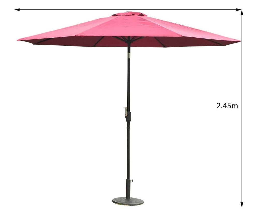Outsunny Umbrela De Gradina Inclinabila 3x2.45m In Poliester Impermeabil, Rosu Bordeaux - 2