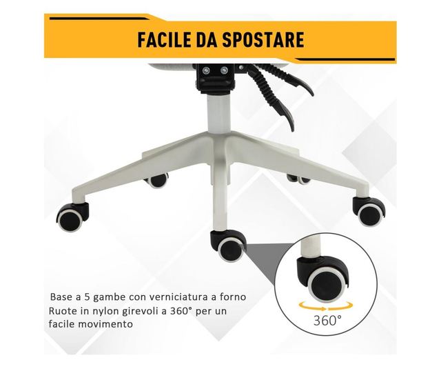 Vinsetto Scaun De Birou Rotativ Reglabil In Inaltime Gri