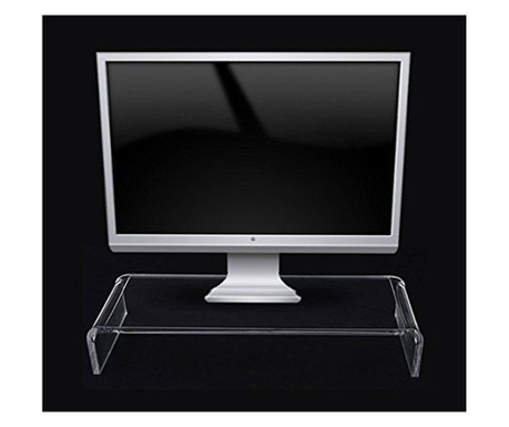 Homcom Suport Pentru Monitor Calculator Tv Suporto Pentru Ecrane Din Sticla Acrilica Trasparenta, 53x19x9cm