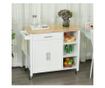 HOMCOM Carucior de Bucatarie Economisire Spatiu Bufet din Lemn MDF Alb 107,5x48x89cm HOMCOM thumbnail 3