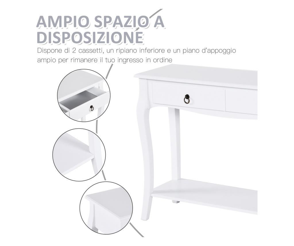 Homcom Tavolo Consola Pentru Hol, Alb, 100x33x76cm - 5