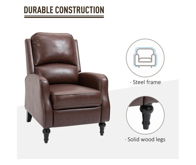 HOMCOM Fotoliu Relax Rabatabil 90° si 150° Manual din piele HOMCOM