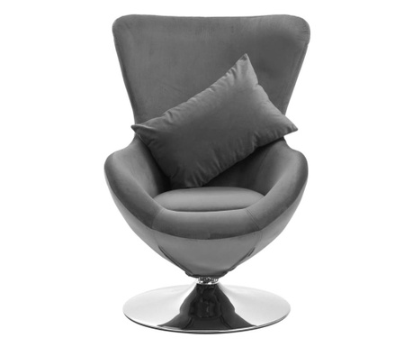 Okretna jajolika stolica s jastukom svjetlosiva baršunasta