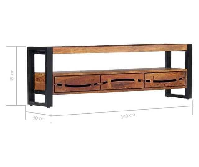 TV ormarić 140 x 30 x 45 cm od masivnog drva bagrema