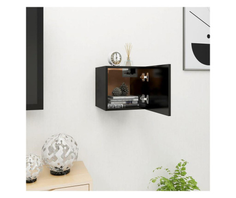 Dulap TV montaj pe perete, negru, 30,5x30x30 cm