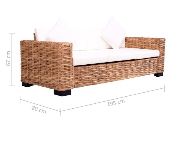 Canapea cu 3 locuri, ratan natural