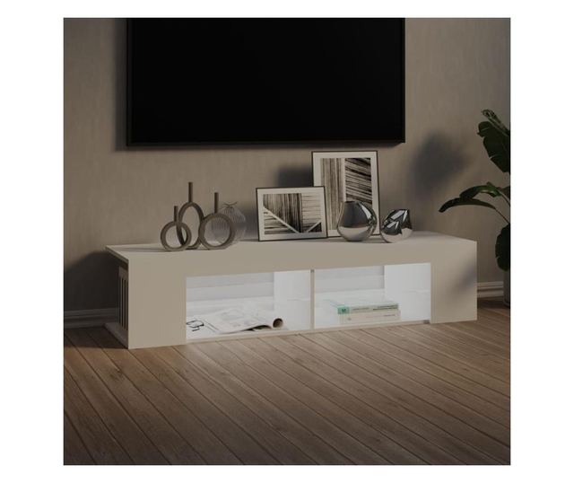 TV ormarić s LED svjetlima bijeli 135 x 39 x 30 cm