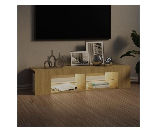 TV ormarić s LED svjetlima boja hrasta sonome 135 x 39 x 30 cm
