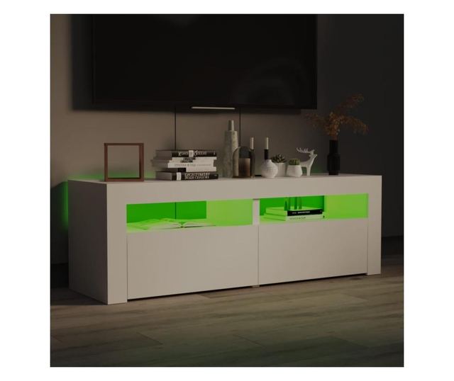 TV ormarić s LED svjetlima bijeli 120 x 35 x 40 cm