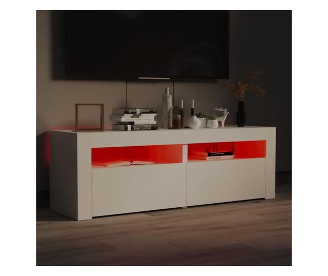 TV ormarić s LED svjetlima bijeli 120 x 35 x 40 cm