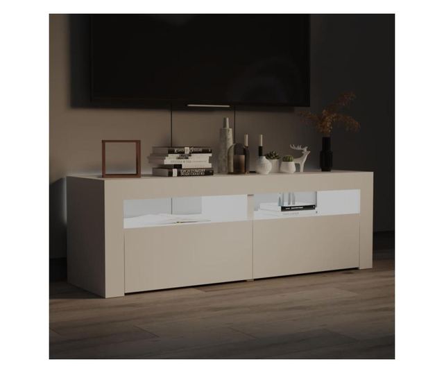 TV ormarić s LED svjetlima bijeli 120 x 35 x 40 cm