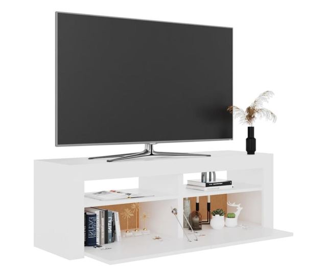 TV ormarić s LED svjetlima bijeli 120 x 35 x 40 cm
