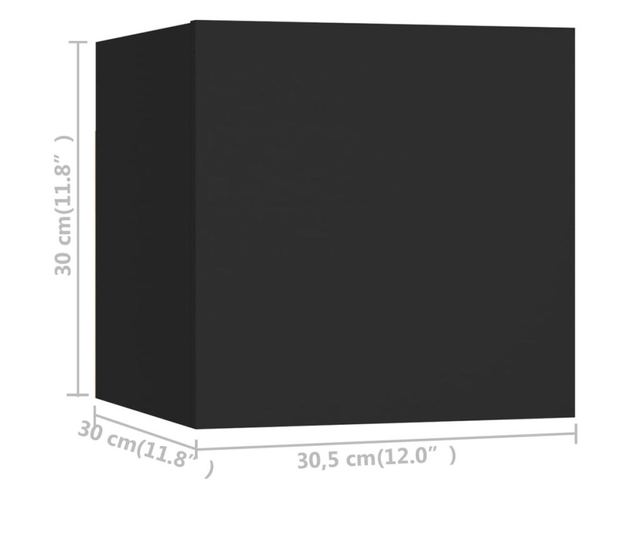 Set TV komoda, 3 kom., crna, PAL