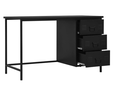 ipari fekete acél íróasztal fiókokkal 120 x 55 x 75 cm