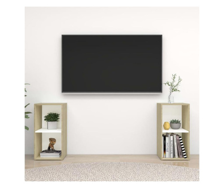 TV omarica 2 kosa bela in sonoma hrast 72x35x36,5 cm iverna pl.