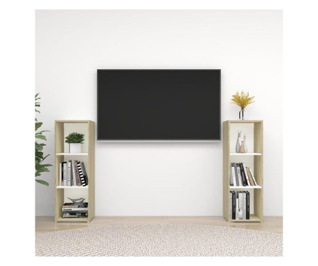 TV omarica 2 kosa bela in sonoma hrast 107x35x37 cm iverna pl.