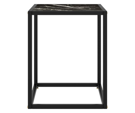 Masa de ceai, neagra cu sticla negru marmura, 40 x 40 x 50 cm
