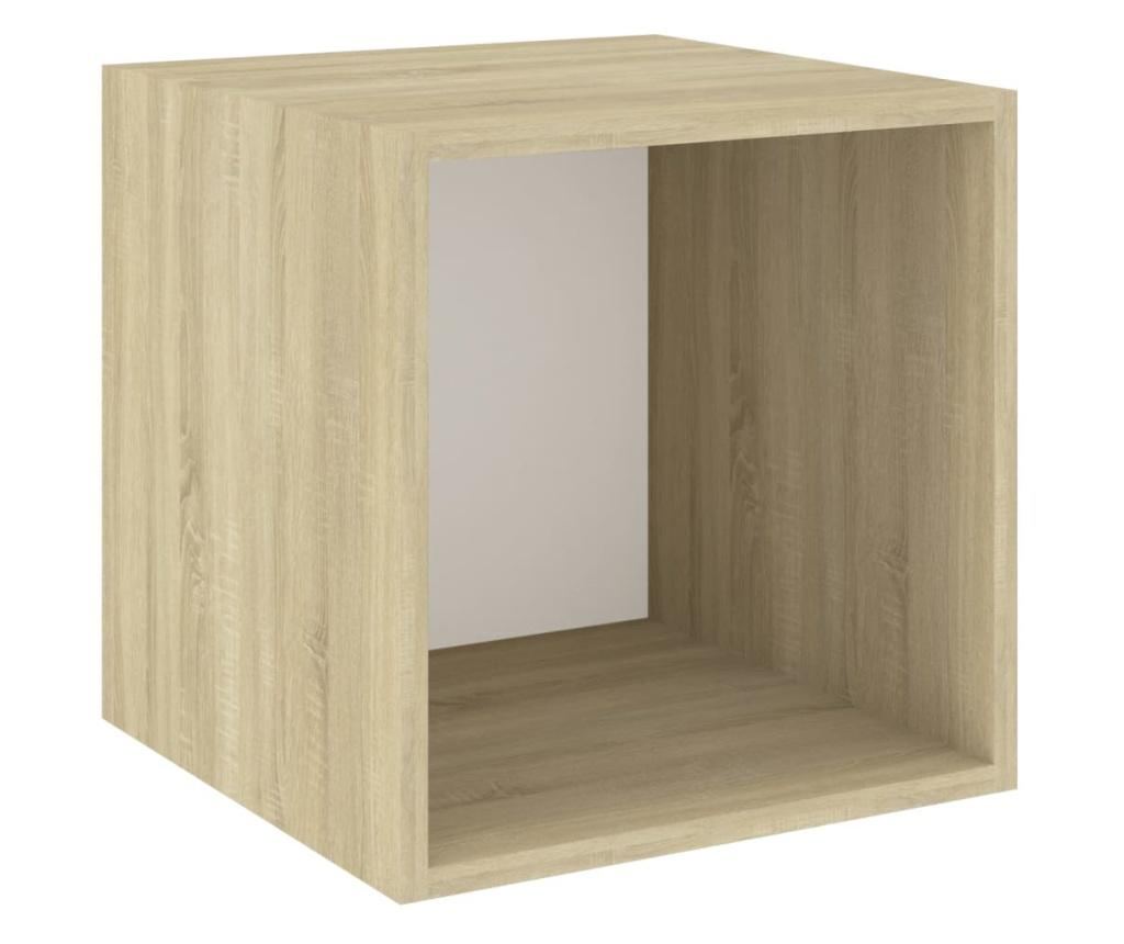 4 db fehér és tölgyszínű forgácslap faliszekrény 37x37x37 cm - 12