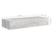 Dulap de perete cu sertar, gri beton, 60x23,5x10 cm, MDF