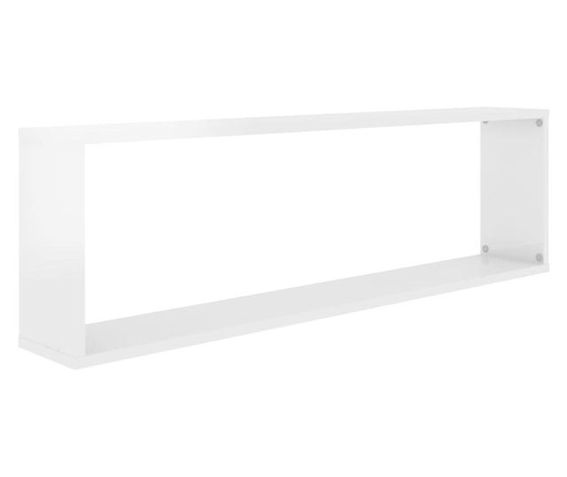 2 db magasfényű fehér forgácslap fali kockapolc 100x15x30 cm