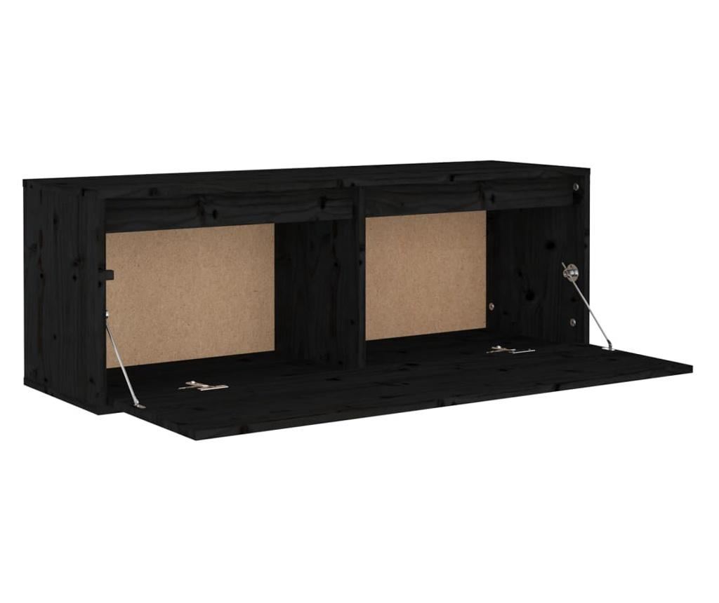 fekete tömör fenyőfa faliszekrény 100 x 30 x 35 cm - 17