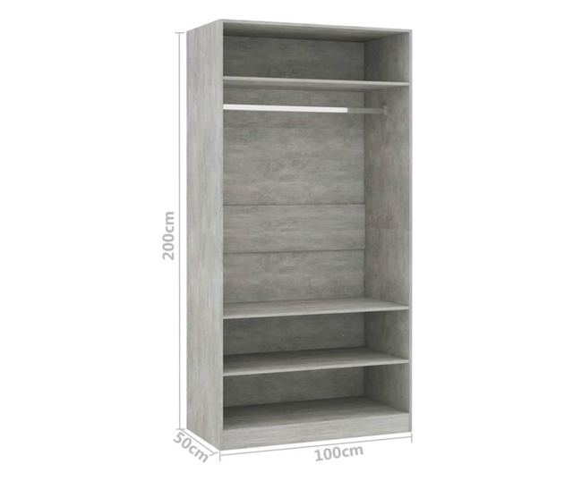 Ormar siva boja betona 100 x 50 x 200 cm od iverice