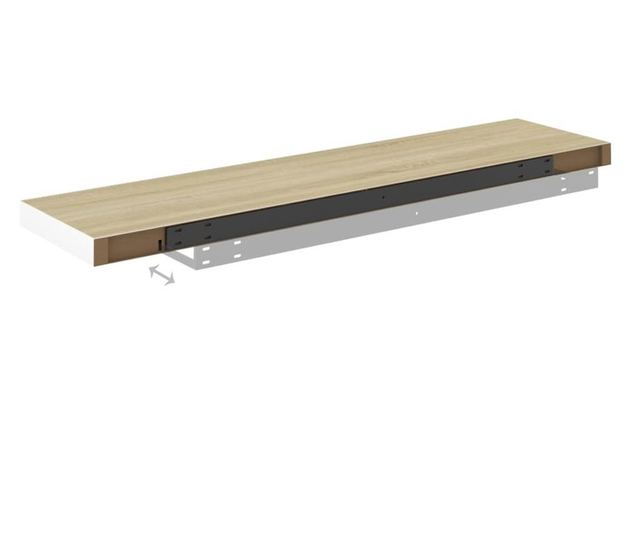 4 db fehér-tölgyszínű MDF lebegő fali polc 120 x 23,5 x 3,8 cm
