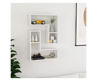 2 db magasfényű fehér forgácslap fali polc 50 x 15 x 50 cm