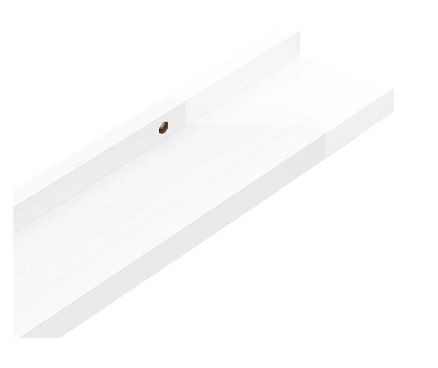 4 db magasfényű fehér fali polc 115 x 9 x 3 cm