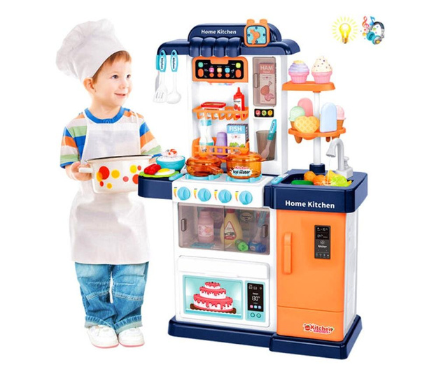 Детска кухня с пара, течаща вода и продукти сменящи цвета си EmonaMall - Код W4361