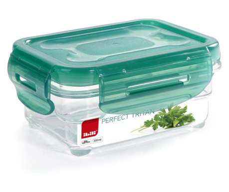 Ibili-Tritan hermetikus élelmiszer-tartály, műanyag, téglalap alakú, átlátszó/zöld