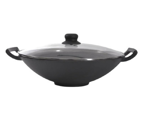 Tigaie wok fissman, fonta, 44x35x17 cm, negru