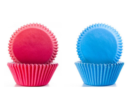 100 darabos készlet Ibili muffin formák, papír, 7,5x3,5 cm, kék/rózsaszín