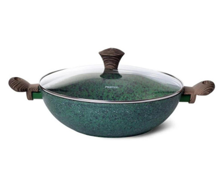 Fissman-Malachite wok serpenyő, alumínium, 30x9 cm, zöld/barna