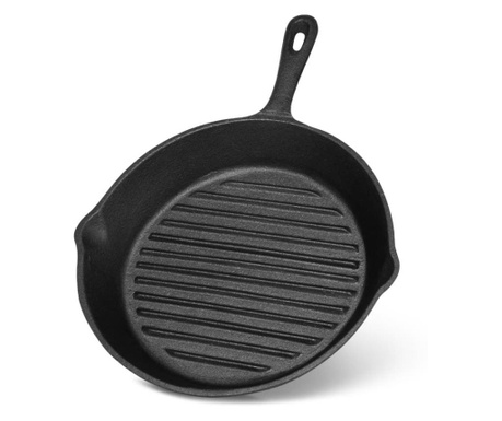 Tigaie grill Fissman, fonta, 18x4 cm, negru