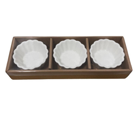 3 db-os tálaló tányér készlet Excellent Houseware, kerámia, 8,5x4 cm, fehér