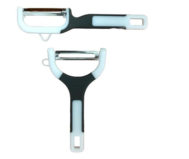 Set 2 curatatoare legume si fructe Koopman-Excellent Houseware, otel inoxidabil/ABS, alb/gri