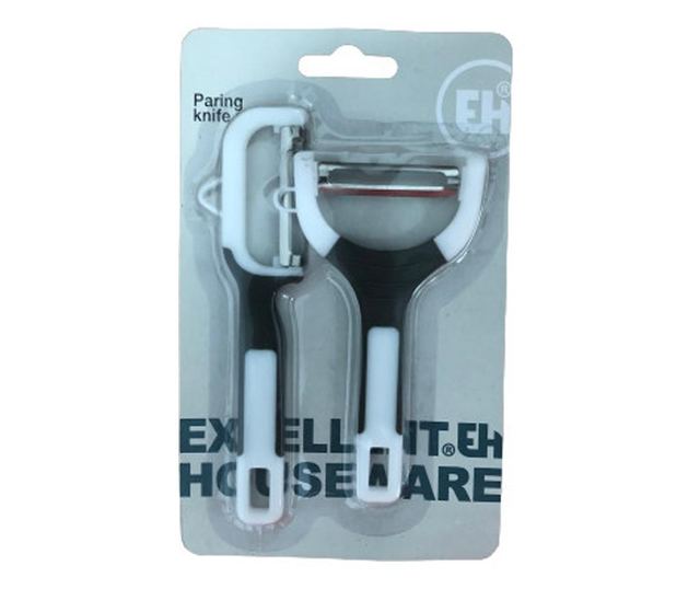 Set 2 curatatoare legume si fructe Koopman-Excellent Houseware, otel inoxidabil/ABS, alb/gri