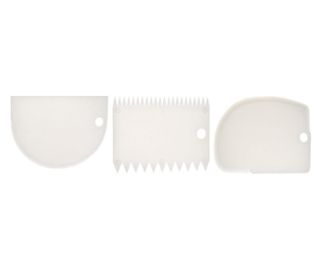 3 Koopman tésztakaparó készlet, műanyag, 12x8 cm, fehér
